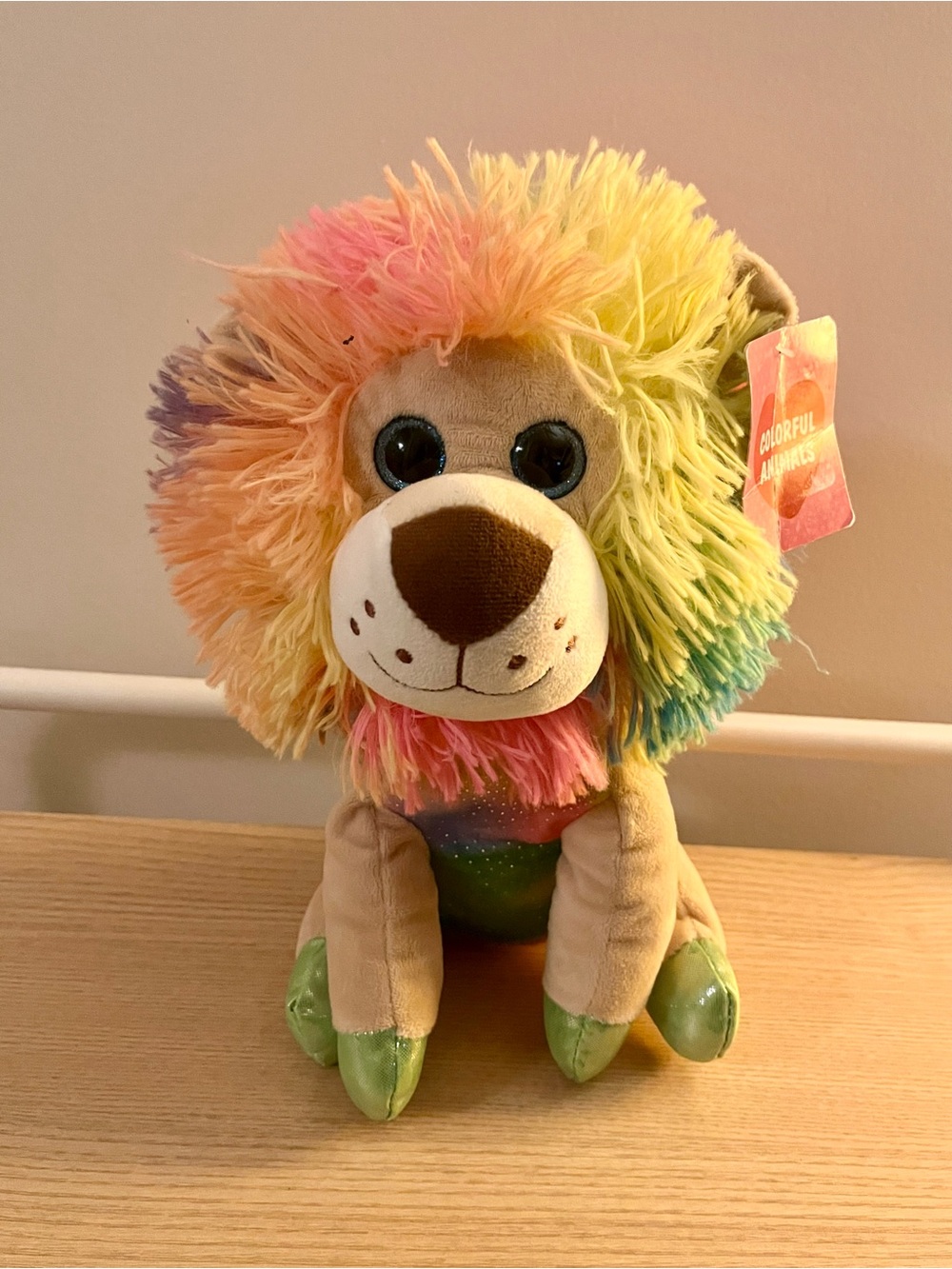 Colorful Animals Rainbow Lion Plush 10.5" Hugfun International NWT